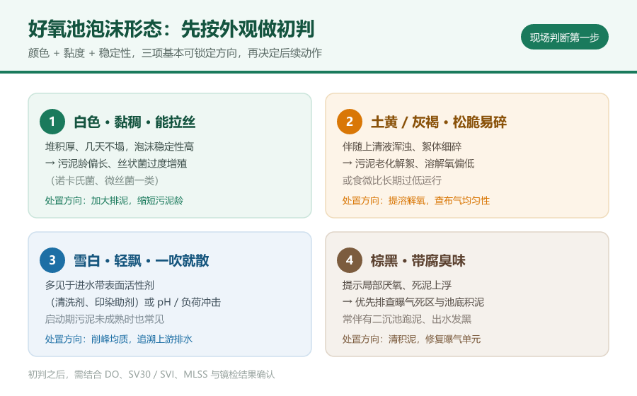 好氧池泡沫太多怎么办？从颜色判断到处理的完整思路