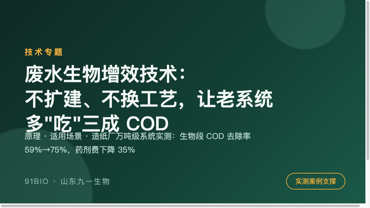 废水生物增效技术是什么？原理、适用场景与
